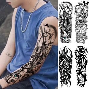 Large Arm Sleeve Transfer Tattoos Anubis Egyptian Totem Compass Waterproof Temporary Tattoo Sticker For Fake Tatoo Men Women