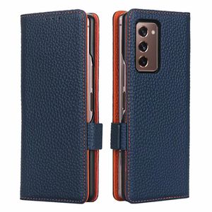 Brieftaschen Magnetisches Buch für Samsung Galaxy Z Fold 2 Hülle Echtes Leder -Standkarte Brieftasche Schutzabdeckung