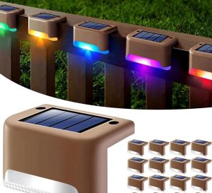 Solar-Treppenleuchte, wasserdicht, für den Garten, Stufenlampe, Zaun, Weg, Hof, Terrasse, Garten, Dekor, Rasen, LED-Beleuchtung, Farbe, Solar-Deckleuchten, Panel, Solar-Gartenleuchte, Boden im Freien