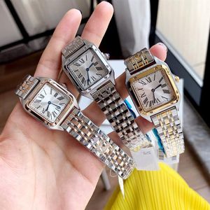 Orologi di marca di moda Donna Lady Girl Square Numeri arabi Quadrante Stile Acciaio Metallo Orologio da polso di buona qualità C652251