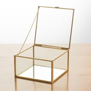 Rings Hexagon Transparent Glass Jewelry Box Wedding Ring Box Geometric Clear Glass Jewelry Organizer Holder Tabletop Containe