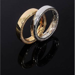Mens 925 Sterling Silver 360 Eternity Rings Micro Pave Cubic Zirconia Gold Silver Simulado Diamonds Hip hop Ring Size#7-11246H