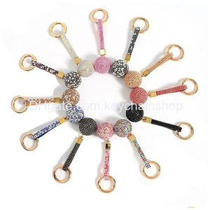 Keychains Lanyards Fashion Rhinestone Ball Form Diamond Keychain Pendant Lage Decoration Key Chain Gift Keyring Drop Delivery Acce Dheyw