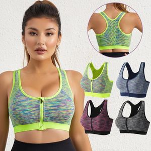 Roupa de ioga sutiã esportivo feminino fitness secagem rápida corrida à prova de choque com zíper sem anel de aço roupa íntima reunida