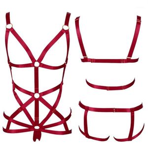 Garters Body Harness Bra For Women Full Bondage Strappy Tops Hollow Out Sexy Lingerie Set Plus Size Elastic Adjust Goth Club Dance205B