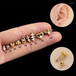 Saplama küpeleri 1 kişi zirkon paslanmaz çelik küpe kadınlar için moda mücevher manşetleri 0.8mm delici gençler