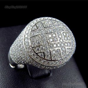 BlingBling Vvs Moissanite Ring 100% 925 Sterling Ring National Style Creative Ring Domineering Men's And Women's Ring Full Of Diamond Wedding Ring Silver Rings