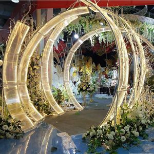 Lüks Demir Güneşli Tahta Düğün Kemerleri Büyük Etkinlik Partisi Arka Planlar Prop T-sahnesinde Büyük Kemer Yolu Kurşun Düğün Çiçek Duvar Stand310L