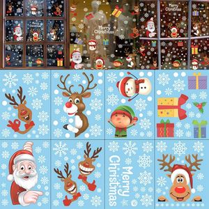 Wall Stickers Removable Christmas PVC Static Sticker Santa Elk Window Glass Snowflake Decals Home Year Murals Decorations