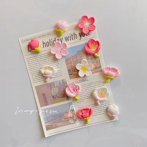 Fridge Magnets Pink flower resin decorative refrigerator magnet magnets creative whiteboard cartoon magnetic stickers 230721