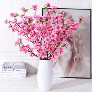 Flores decorativas Flor Artificial Seda Flor De Pêssego Ramo Cerejeira Decoração De Casa Ameixa Mesa De Casamento Decoração Faça Você Mesmo