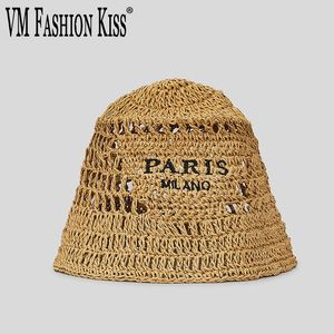 VM FASHION KISS 2023 Design di lusso da donna Cappello da pescatore in paglia di rafia intrecciata Cappello da pescatore casual estivo da spiaggia