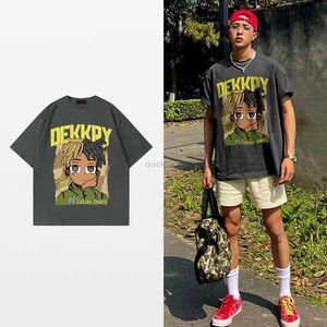 Tasarımcı Moda Giyim Hip Hop Tees Rock Tshirts Amerikan Tarzı Saf Pamuklu Erkek Tshirt Kısa Kollu Ins Trendy ve Çok Yönlü Yakışıklı Büyük Boy Yüksek Sokak L 24