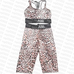 Leopard Print Yoga Outfit Women Sport Crop Top Stretchy Yoga Leggings Summer Two Piece Tracksuit231s