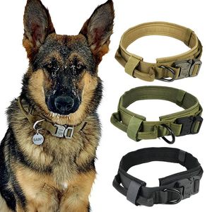 Halsband Nylon Verstelbare Militaire Tactische Halsbanden Controle Handvat Training Huisdier Hond Kat Halsband Huisdier Producten Q1119255W