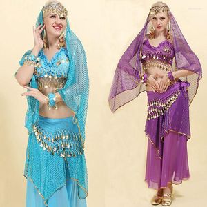 Gymkläder Vuxen Bollywood Dance Costumes Belly Costume Set för Women Chiffon Woman