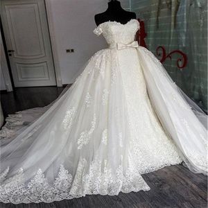 Sexy Sweetheart Lace Mermaid Wedding Dresses Removable Train Applique Lace Bridal Gowns with Detachable Skirt Wedding Gowns vestid1920