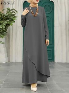 Ethnische Kleidung Muslim Mode Hijab Kleid ZAZNEA Türkei Abaya Frauen Langarm Maxi Sommerkleid Asymmetrische Robe Dubai Vestido Isamic Kleidung 230721