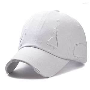 Zebrane czapki kulkowe umyte czapkę baseballową mężczyźni i kobiety w stylu koreański swobodny retro sunshade hole hole mody gorras