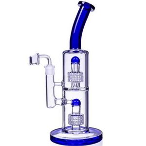 Hookahs Stereo Matrix Perc Hookah Bongs tjocka glasvattenledningar dubbla kammare dab rig bubbler arm träd perkolator rökning tillbehör med 14 mm banger