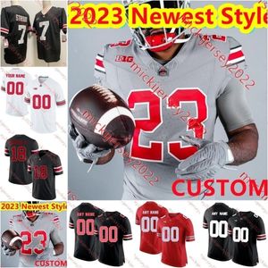 جاك تاتوم جي كيه. Dobbins 2023 أحدث ولاية أوهايو Buckeyes كرة القدم القميص مالك هاريسون Jashon Cornell Billy Price Michael Hill Kendall Sheffield Dwayne Haskins Jr. Osu