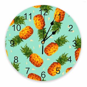 Zegary ścienne tropikalne owoce ananasowe zielone dekoracyjne okrągłe zegar arabski