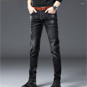 Herren Jeans Trendige Marke Denim Slim Fit Mode Business Casual Dark Men