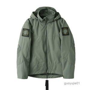 High Quality Designer Stone Badge Outdoor Fashion Casual Zipper Jacket Hardshell Waterproof Hooded Coats For Men And Women