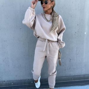 Running Sets Fashion Tracksuit 2 Piece Set Autumn Winter Pullover Top Long Pants Sports Suit Female Sweatshirt Sportswear For Woman