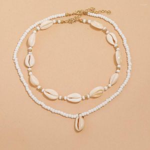 Choker 2st/set Summer Natural Sea Shell Necklace For Woman Böhmen Beads Chain Justerbara smycken Tillbehör