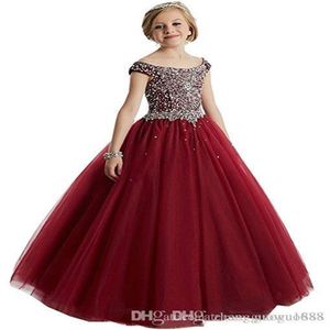 New Arrival Princess Appliqued Flower Girl Dresses Puffy Tulle Girls Pageant Dresses First Communion Dresses Party Gown263H