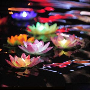 Festdekoration festlig diameter 18 cm led lotuslampa i colorf förändrad flytande vattenpool som önskar ljuslampor lyktor för xb1 dr dhglf