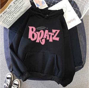 Neues Bratz-Sweatshirt für Damen, undefiniert, weißes Oberteil mit Kapuze, langärmlig, grafischer Kapuzenpullover