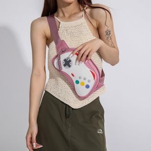 Midjesäckar designer axel crossbody bröstpåse sommar kvinna hip hop spel controller bälte cykling run pack handväska