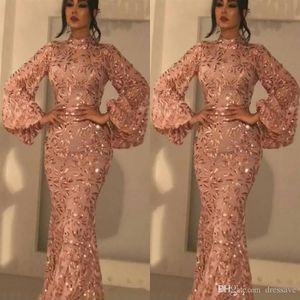 Vintage Rose Gold Gece Gowns Denizkızı Resmi Parti Balyoyu Uzun Kollu Afraik Kız Derin Pageant Prom Drseses Özel Made Plus 286s