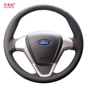 Yuji-Hong Artificial Leather Car Steering Wheel Covers Case for Ford Fiesta 2009-2013 EcoSport 2013 Car-styling Hand-stitched2017