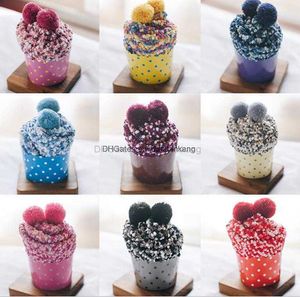 women terry warm cupcake socks fashion fuzzy fleece Socks thick knit coral sock towel floor stockings christmas festival gift with wrap cup