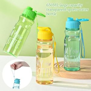 Vattenflaskor 650 ml Plastkall enkel slitstark dricksperiod Portable Transparent Sports Cup för camping Vandring utomhus 2023