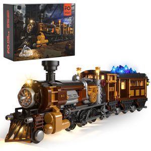 Action Toy Figures Funwhole Lighting Building Bricks Set Steampunk Ore Train LED Light Blocks 1056 Pieces for Adults and Teens 230721