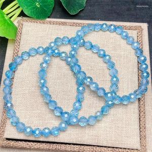 Braccialetto di perline sfaccettate con topazio blu naturale Bracciale Donna Uomo Charms Crystal Healing Fashion Fengshui Jewelry 1pcs 6mm