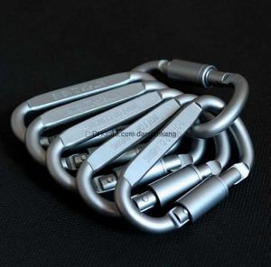 8 cm tjockt vandring spännkrok aluminiumlegering d form klättring knapp karabiner snap clip krok nyckelchain keyring carabiners camping vandringsverktyg