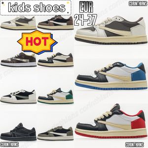 Toddlers Buty dla dzieci 1s OG Odwróć Olive Black Phantom Fragment Sp Low Mocha Dzieci Trener Młodzieżowy projektant 24-37 EUR