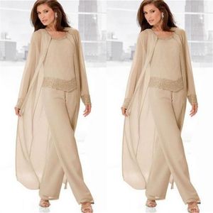 3PCS Stilvolle Mutter Der Braut Chiffon Hosen Anzüge 2016 Formale Braut Frauen Outfit mutter des bräutigams Hosen anzüge vestidos de fi236u