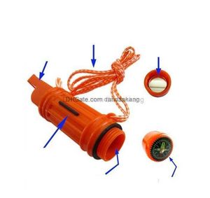 Multifunktion Mini Whistle 5 i 1 campingutrustning Kvällsklättring Överlevnadssats Gadgets med Compass Mirror Equipment för utomhusryggsäck