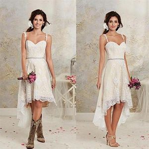 Suknia ślubna o wysokiej niskiej koronce krótka wiejska suknia ślubna suknia ślubna niestandardowa Made329p
