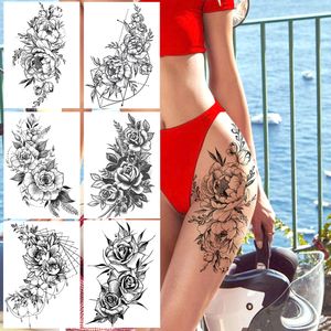 Realistic Sexy Peony Tattoos Temporary Women Adult Flower Arm Tattoos Sticker Waterproof Fake Floral Bloosom Body Leg Art Tatoos