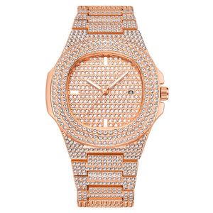 Wlisth Brand Date Quartz Mens Womens Watches Light Luxury Fullyry Crystal Diamond Luminous Watch диаметром 42 мм Dial Bling Unisex WRIS319B