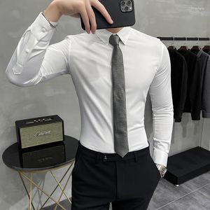 Erkekler Sıradan Gömlek Moda Beyefendi İngiliz Tarzı Gelişmiş Sense Kore Versiyonu Slim-Fit Business Professional Demirsiz Gömlek