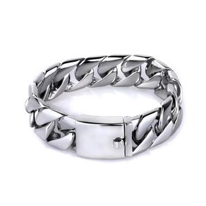 Pure Titanium Jewelry Men Fashion Curb Link Chain Bracelets High Polished Super-wide Cuff Wristbands Bangle Pulseras Brace lace 22267M