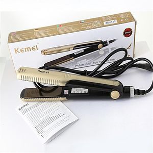 Drop Kemei 327 New Hair Straighteners Profession Hairstyling 휴대용 세라믹 헤어 스트레이트너 아이 아이언 스타일 도구 220t